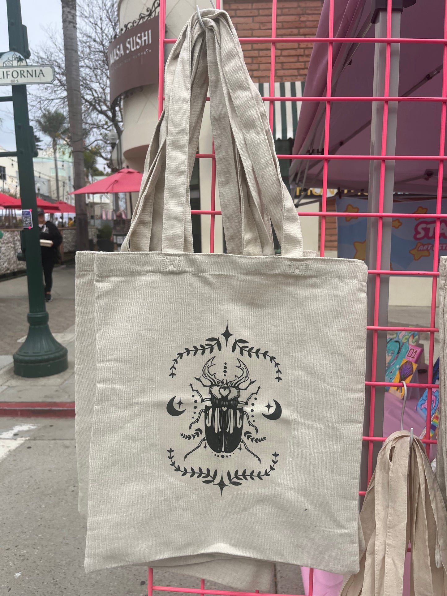 Moon Beetle Design Tote Bag