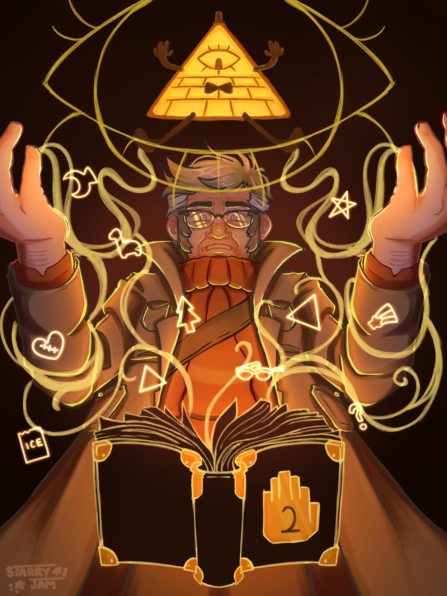 Gravity Falls Stanford and Bill Cipher Art Print | 5x7 in