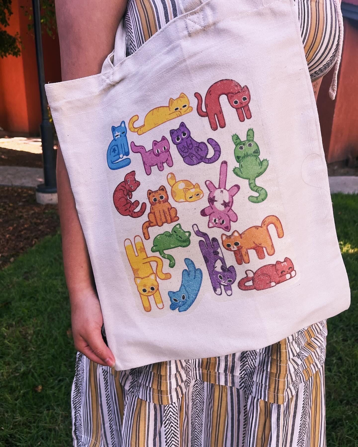 Cute Rainbow Cat Tote Bag