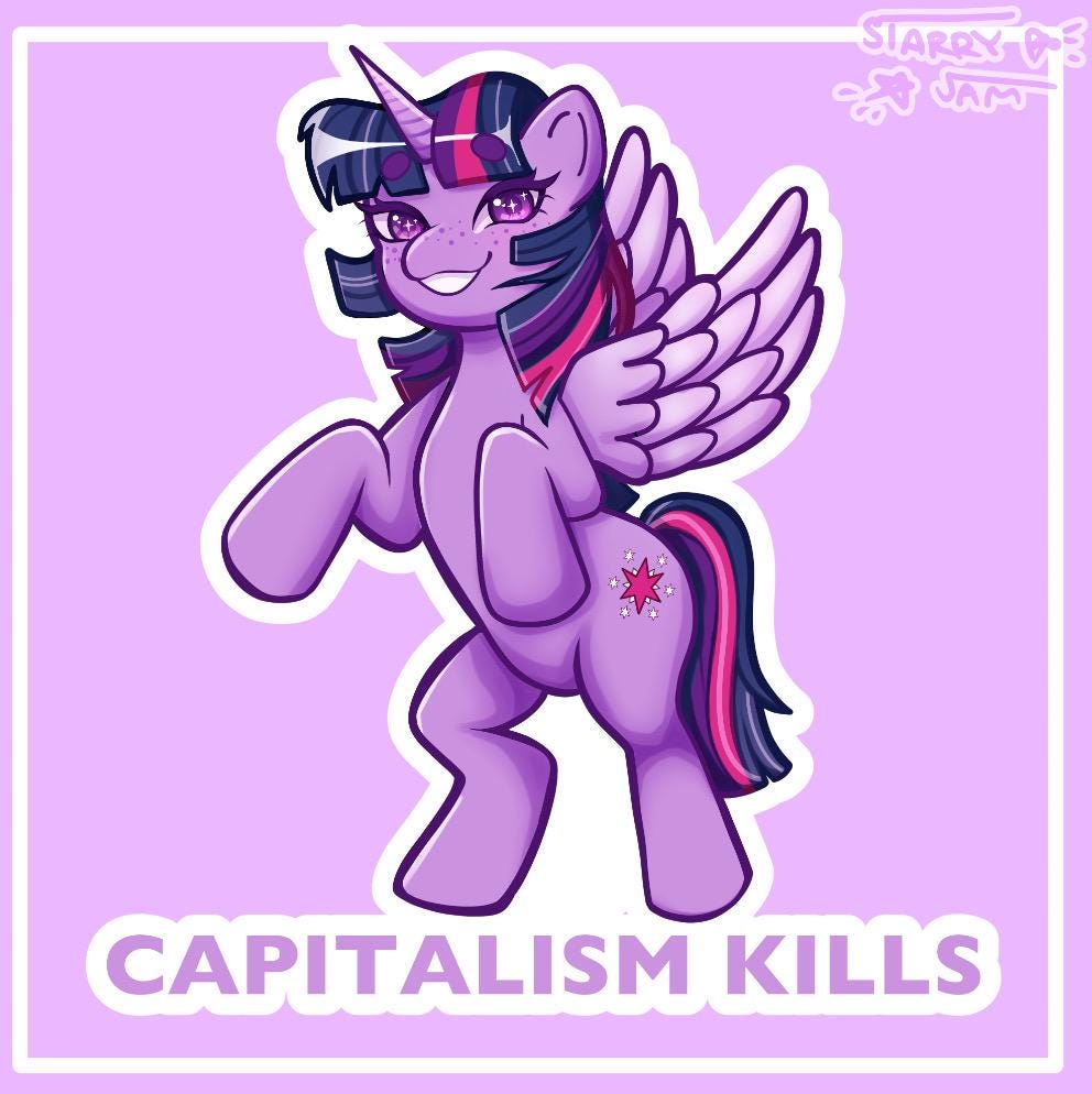 Twilight Sparkle “Capitalism Kills” Sticker | Holographic My Little Pony Sticker