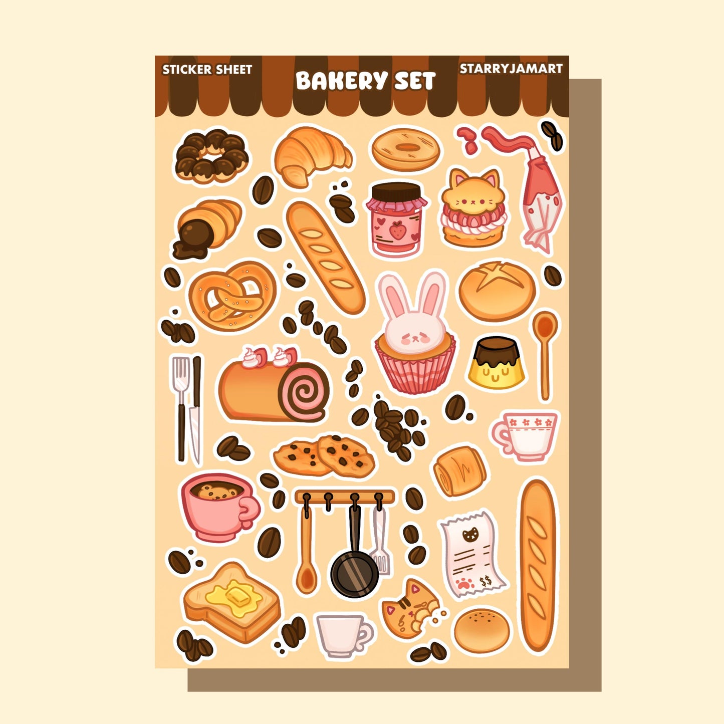 Bakery Cafe Sticker Sheet | 4x6 Holographic/Glossy Stickers