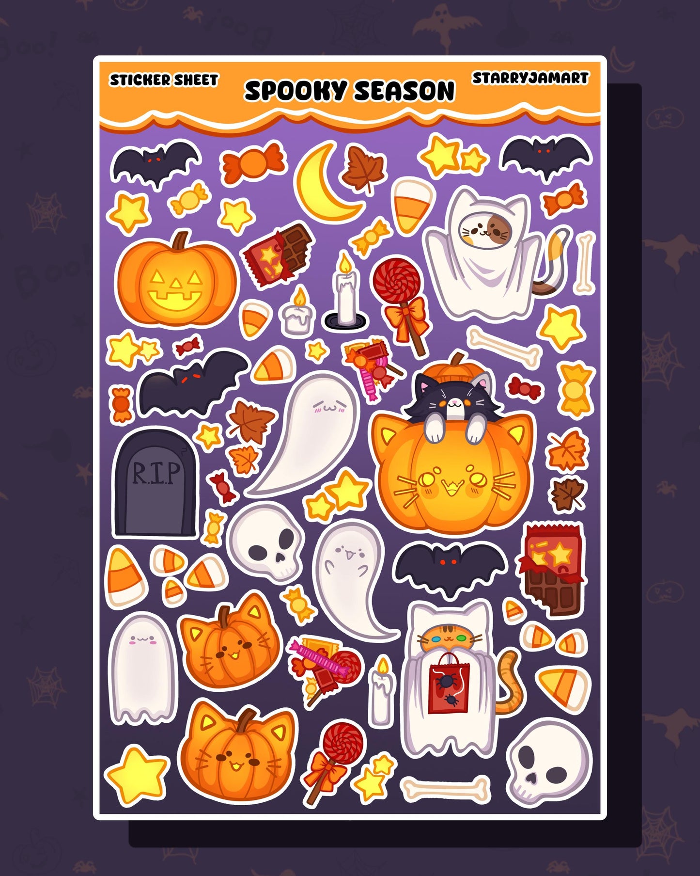 Halloween Spooky Themed Sticker Sheet