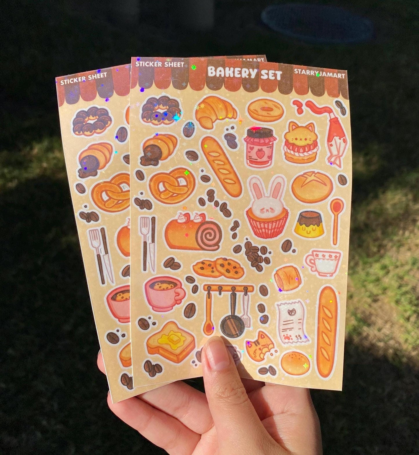 Bakery Cafe Sticker Sheet | 4x6 Holographic/Glossy Stickers