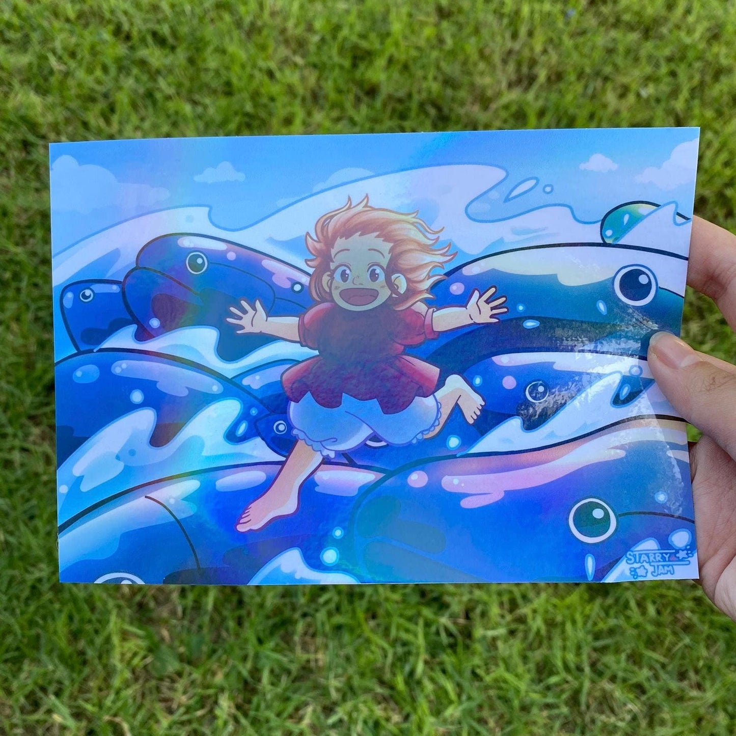 Studio Ghibli Ponyo Fanart Print | Holographic 5 x 7 in