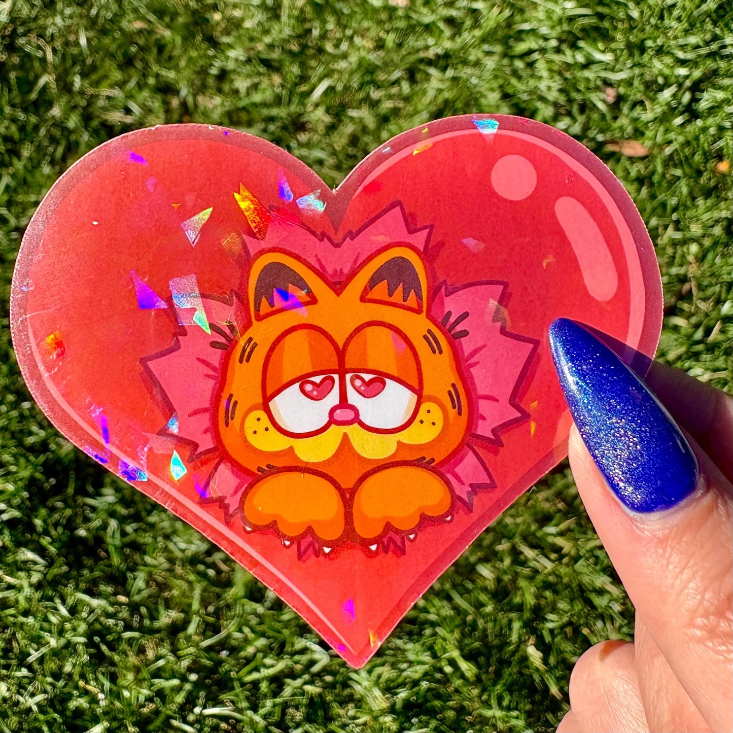 Orange Cat Heart Sticker | Non Brand Specific
