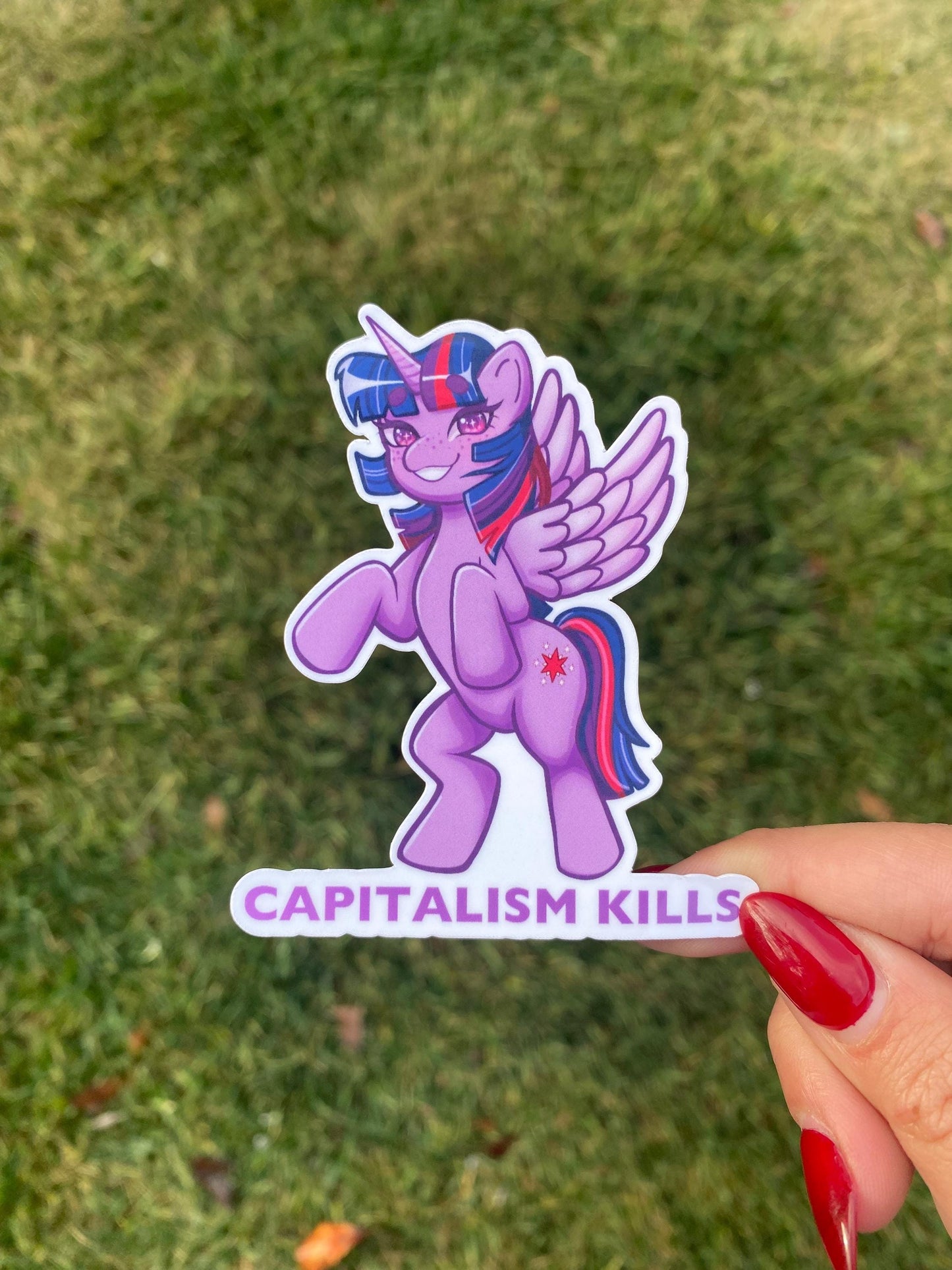 Twilight Sparkle “Capitalism Kills” Sticker | Holographic My Little Pony Sticker