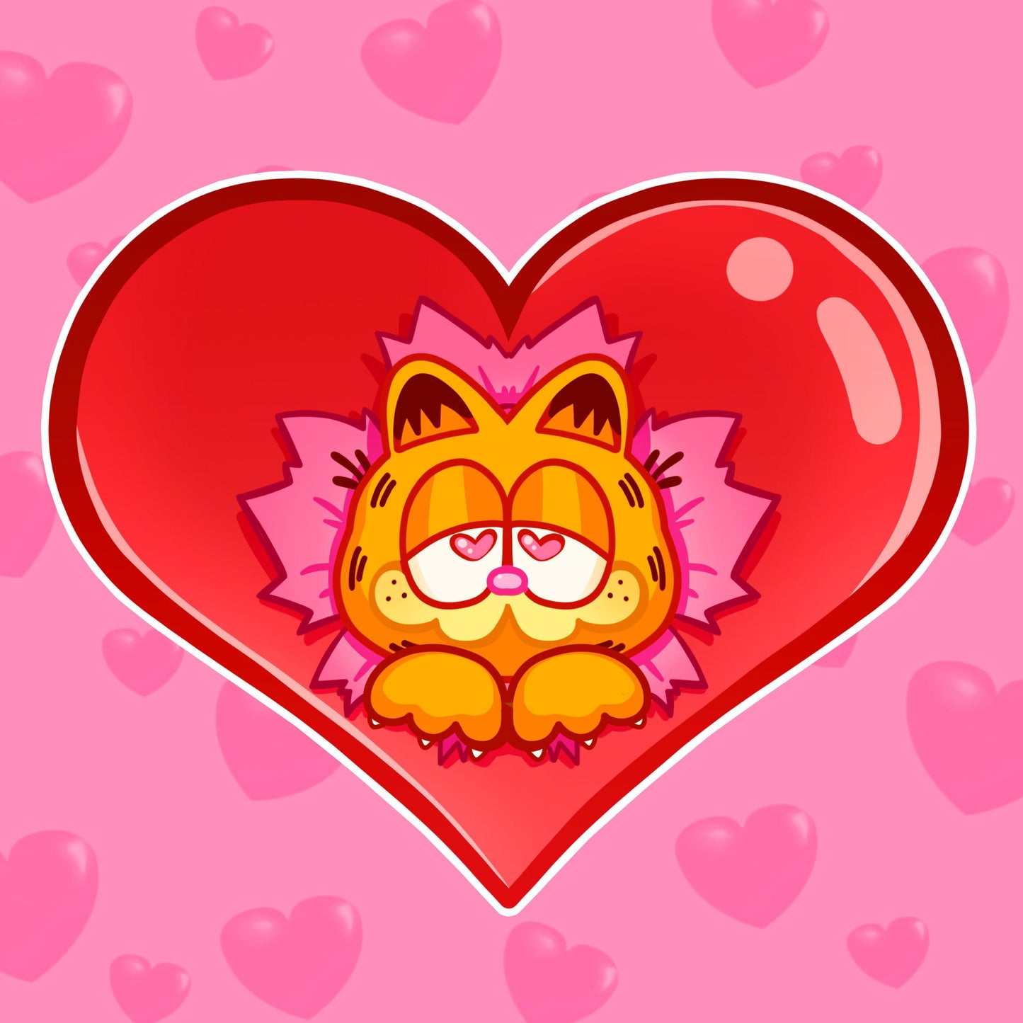 Orange Cat Heart Sticker | Non Brand Specific