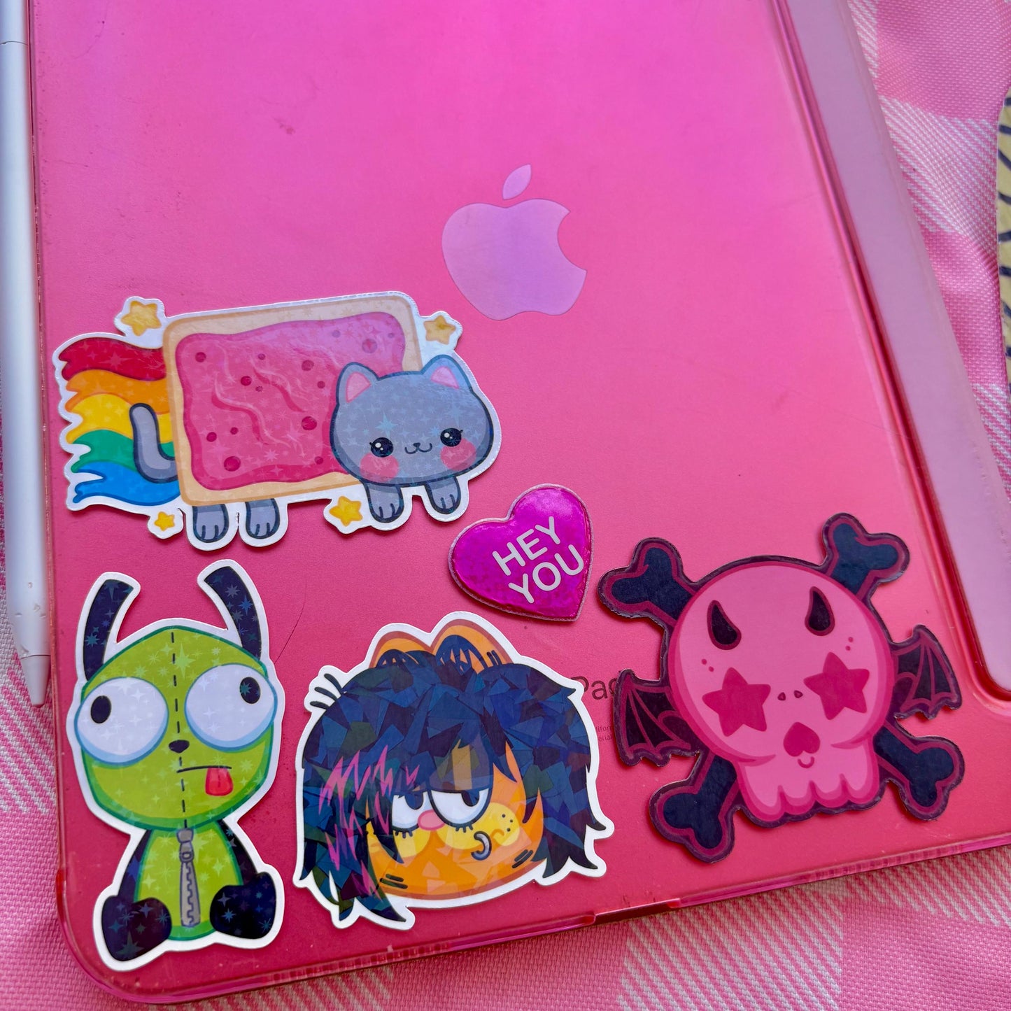 Emo Pink and Black Skull Sticker