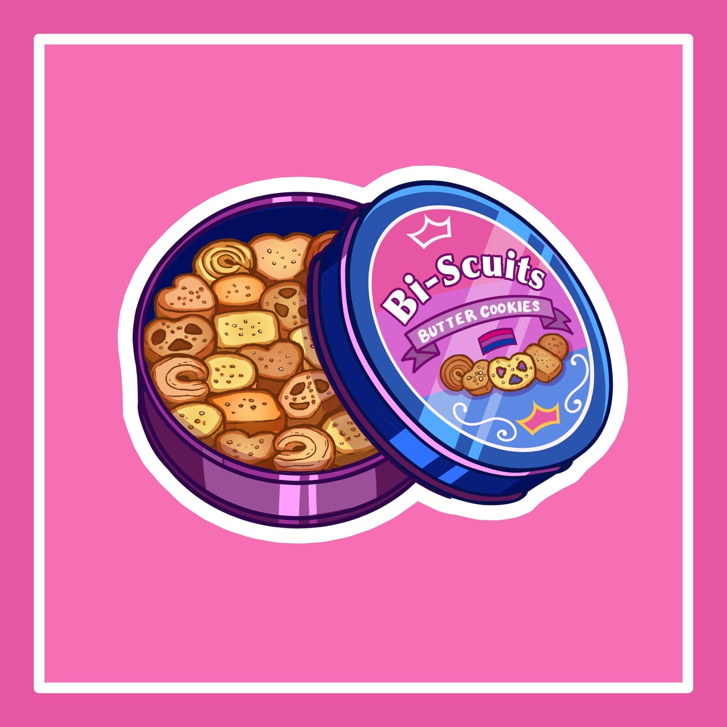 Bi-Scuits Sticker | Bisexual Pride Art Sticker