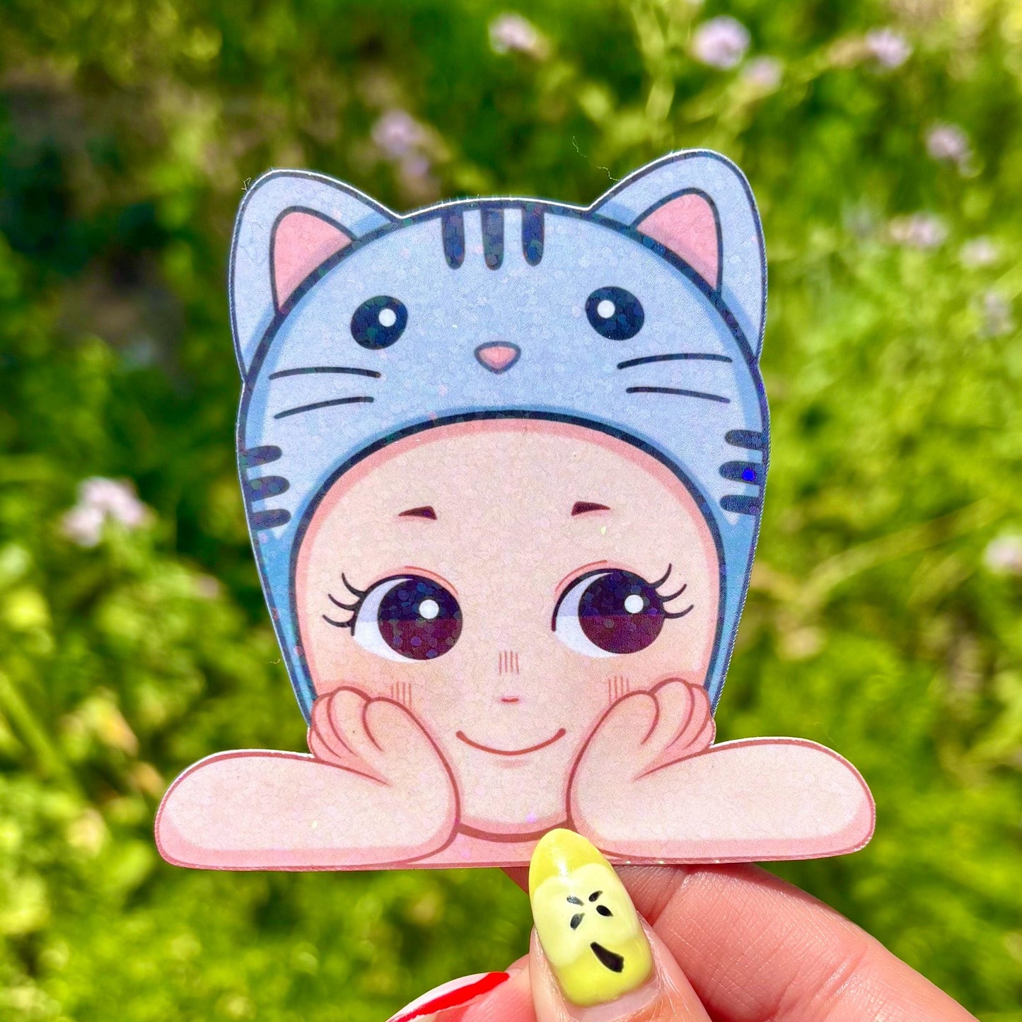 Sonny Angel Grey Kitty Peeker Sticker