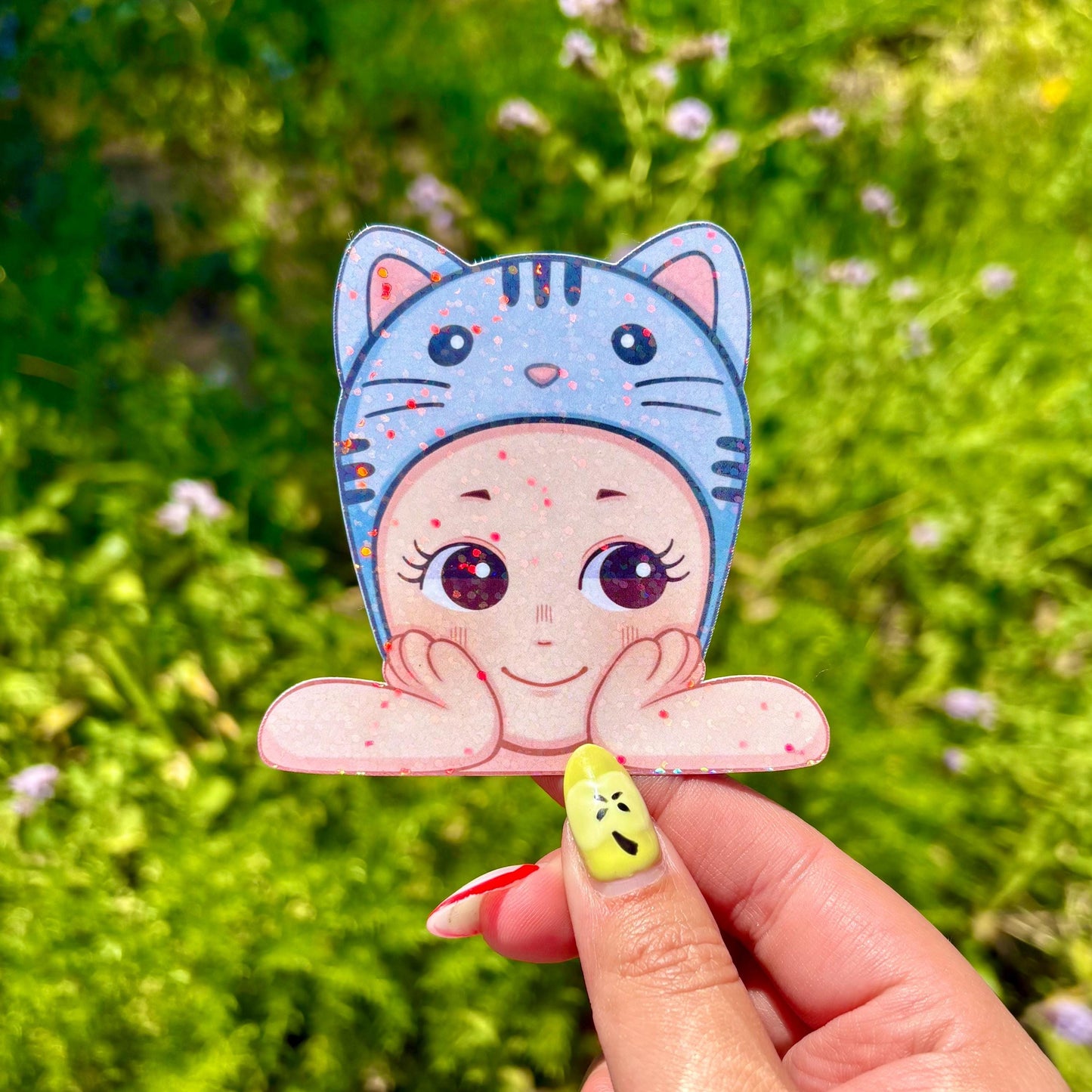 Sonny Angel Grey Kitty Peeker Sticker