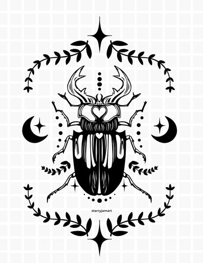 Moon Beetle Design Tote Bag