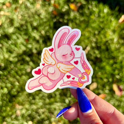 Bunny Cupid Sticker | Holographic + Waterproof Valentines Sticker