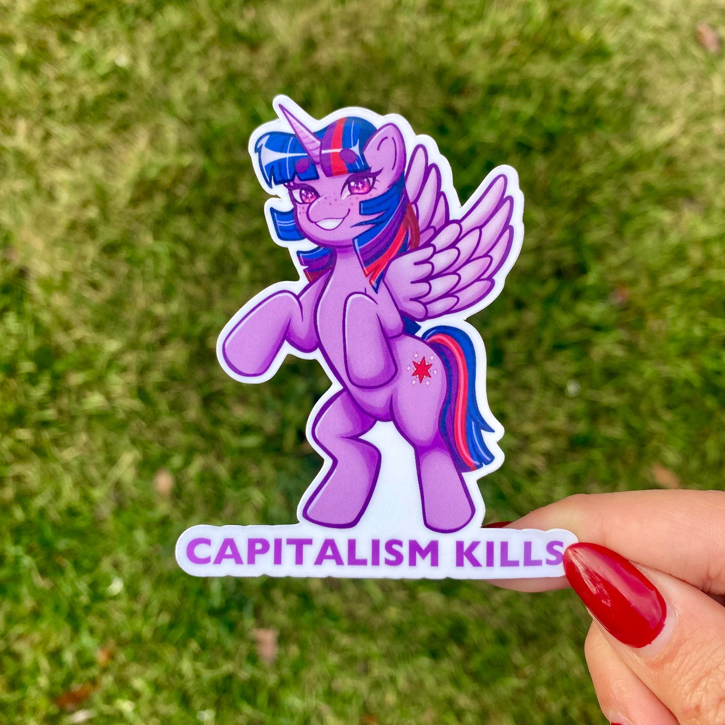 Twilight Sparkle “Capitalism Kills” Sticker| Holographic My Little pony Sticker