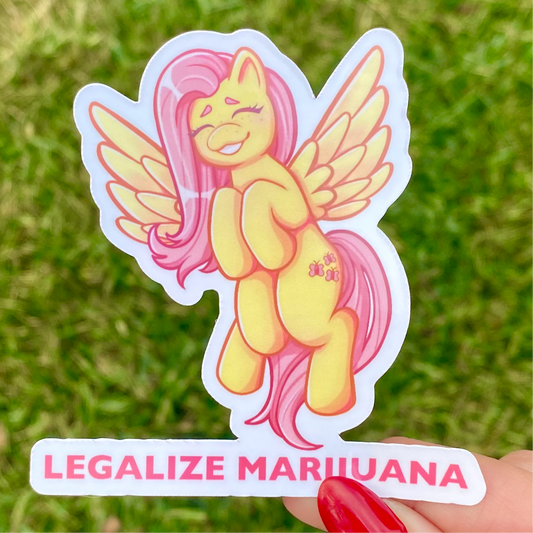 “Legalize Marijuana” Fluttershy Sticker | My Little Pony Holographic Sticker