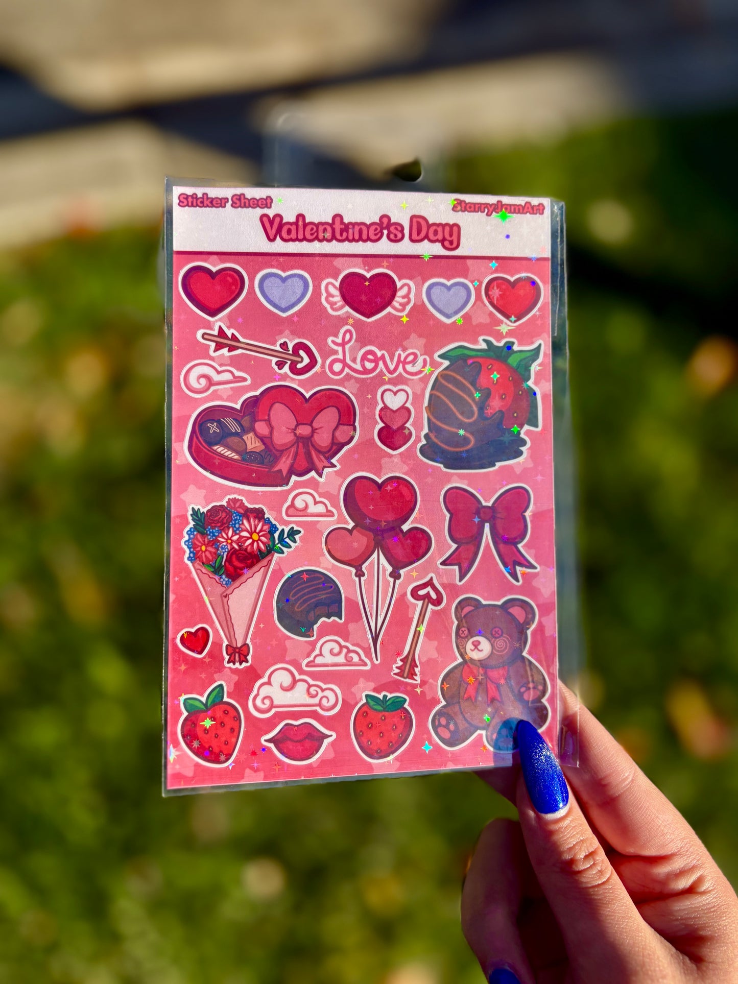 Valentine’s Day Sticker Sheet | Holographic 4x6 Stickers