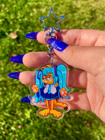 Garfield Hatsune Miku Acrylic Keychain