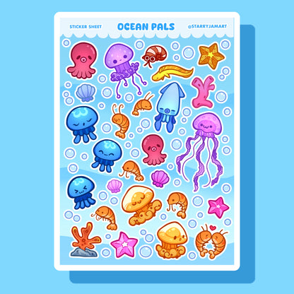 Ocean Pals Animal Sticker Sheet | 4x6 Sea Creatures Stickers