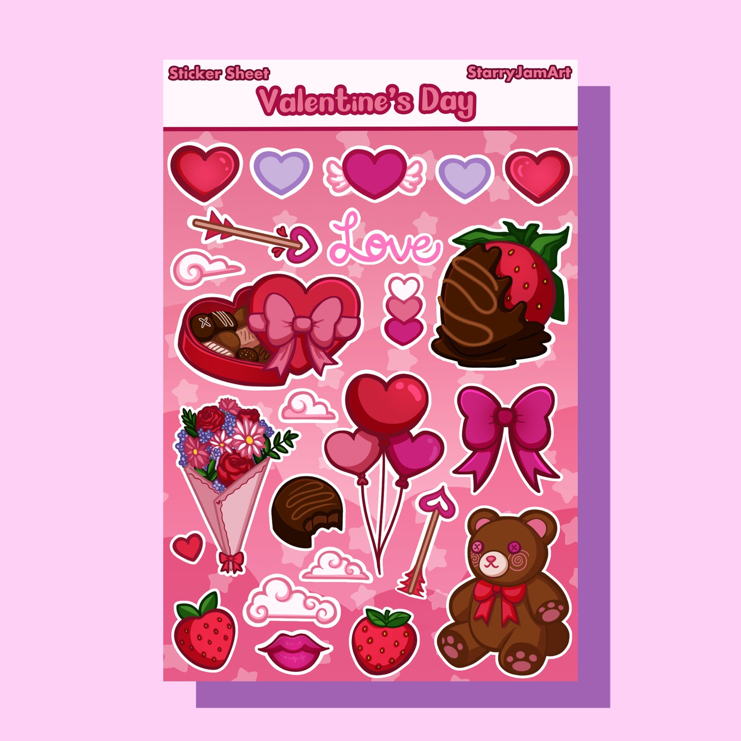 Valentine’s Day Sticker Sheet | Holographic 4x6 Stickers