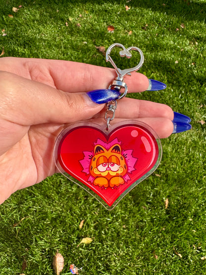 Acrylic Garfield Heart Keychain