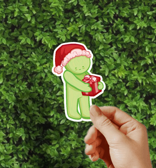 Smiski Christmas Present Sticker | Holographic + Waterproof 2.5in Sticker