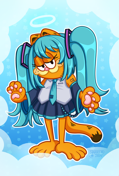 Garfield Hatsune Miku Acrylic Keychain