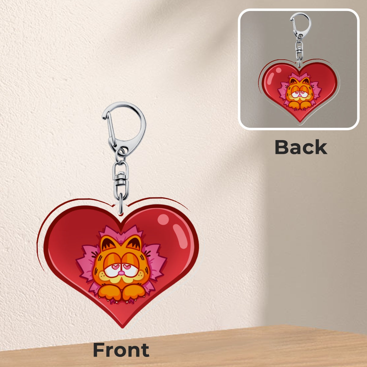 Acrylic Garfield Heart Keychain