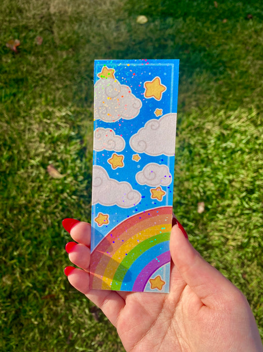 Rainbow Sky Bookmark | Holographic Starry Sky Scene Bookmark