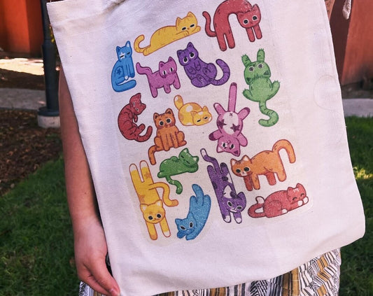 Cute Rainbow Cat Tote Bag