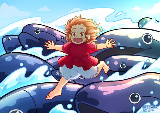 Studio Ghibli Ponyo Fanart Print | Holographic 5 x 7 in