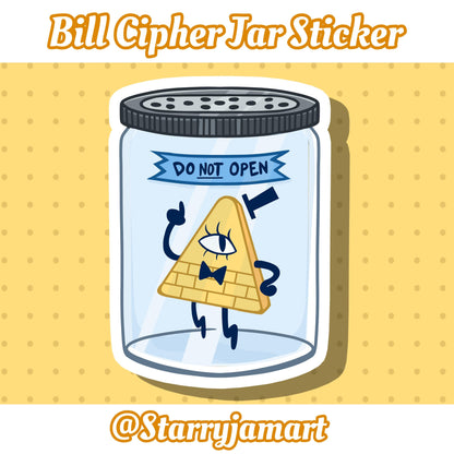 Bill Cipher Jar Sticker | Gravity Falls Fanart