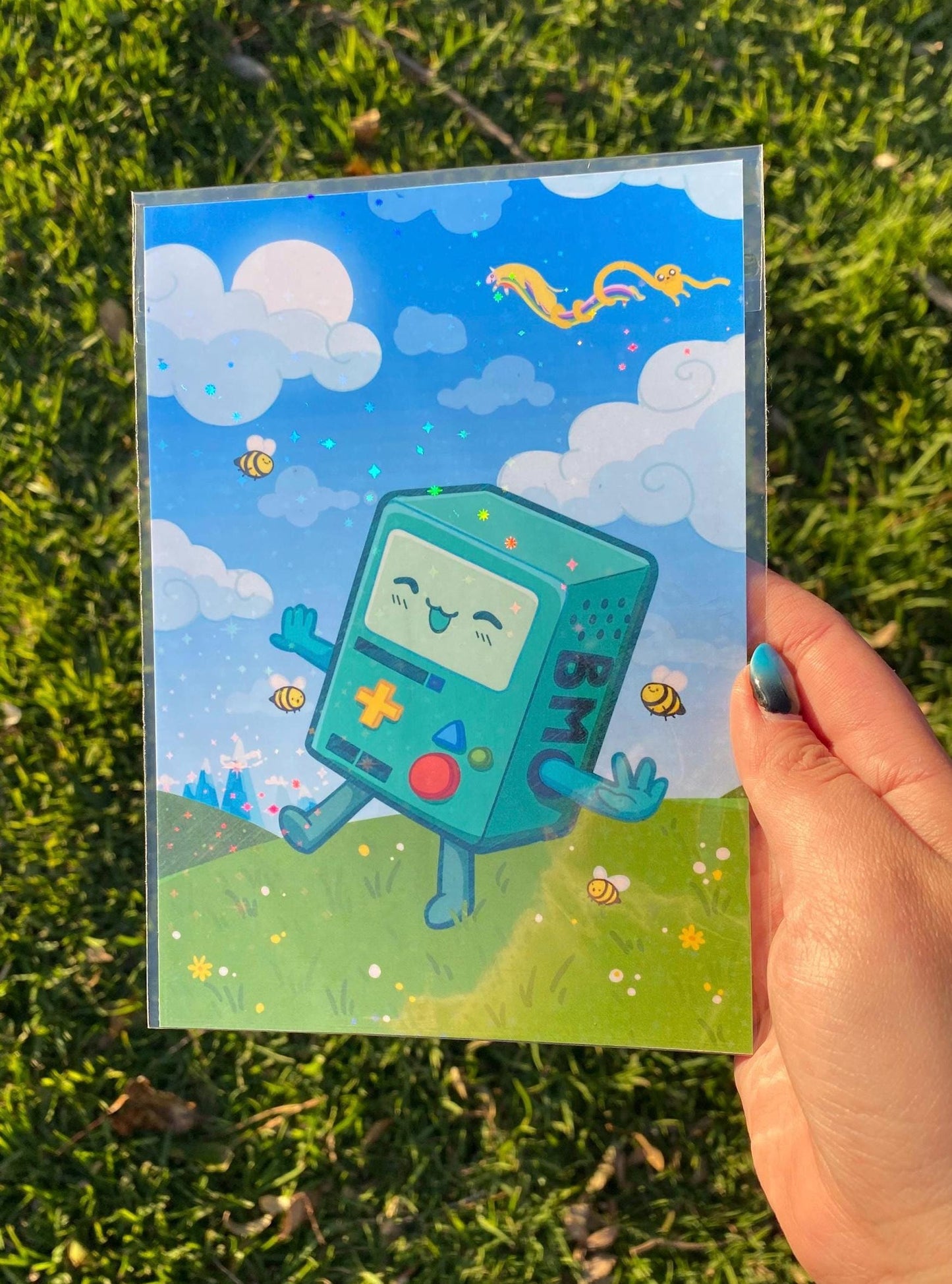 BMO Adventure Time Art Print | 5x 7 in | Holographic Cartoon Print