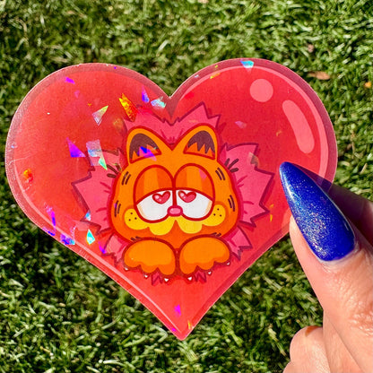 Orange Cat Heart Sticker | Non Brand Specific