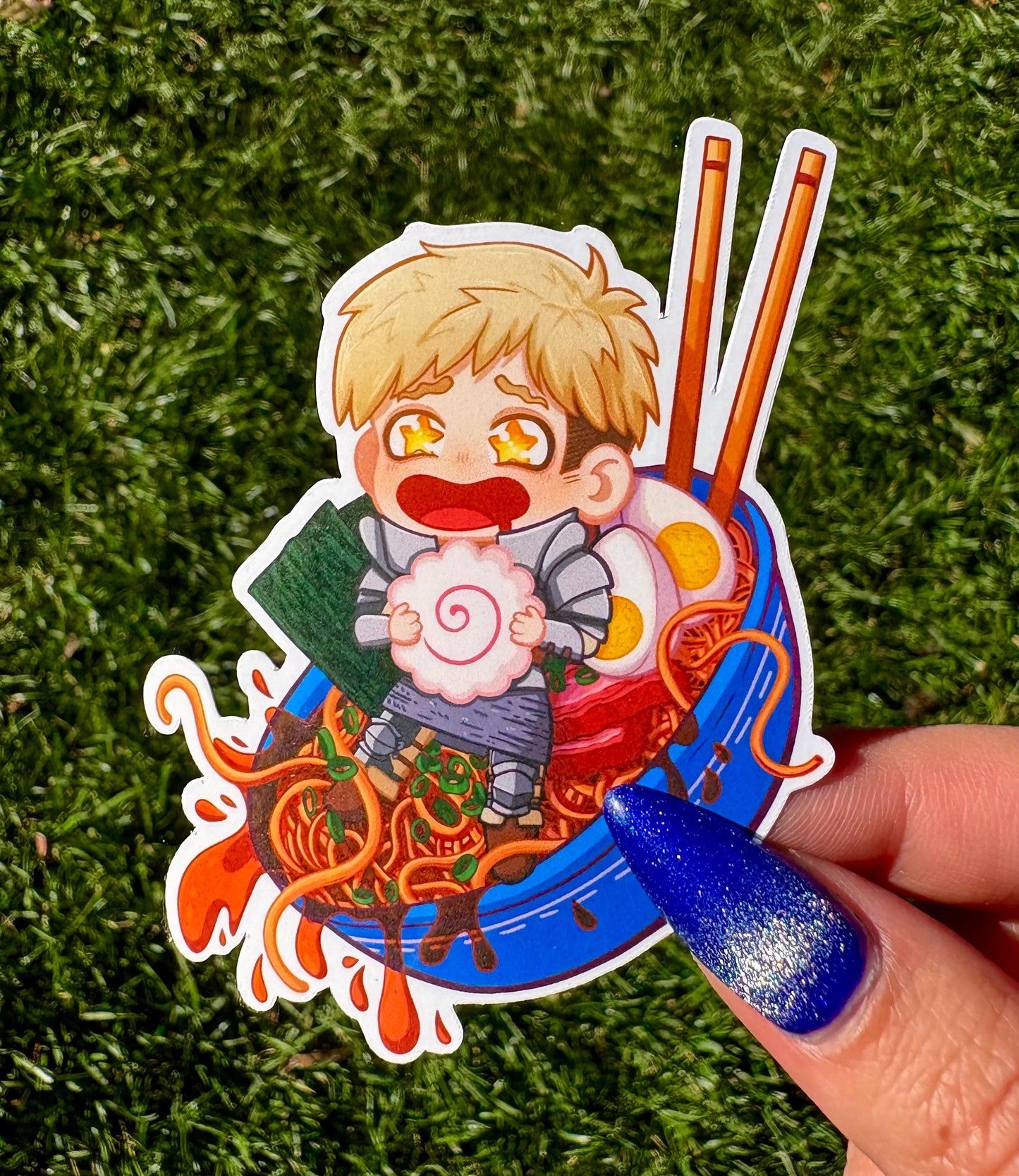 Dungeon Meshi Laios Ramen Sticker | Holographic + Matte Options!