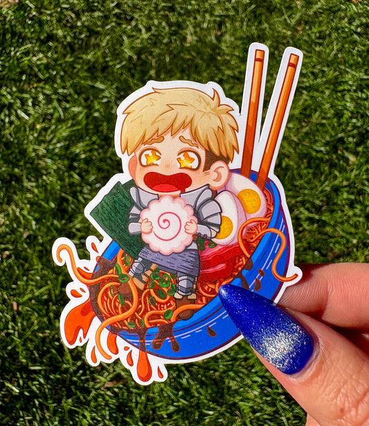 Dungeon Meshi Laios Ramen Sticker | Holographic + Matte Options!