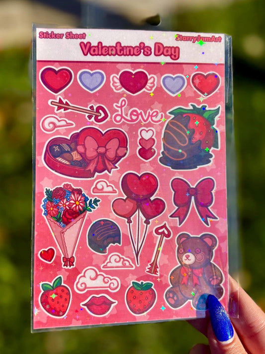 Valentine’s day Treats Sticker Sheet | Holographic + Matte Options!