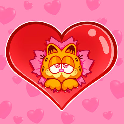 Orange Cat Heart Keychain | Acrylic Keychain with heart clasp