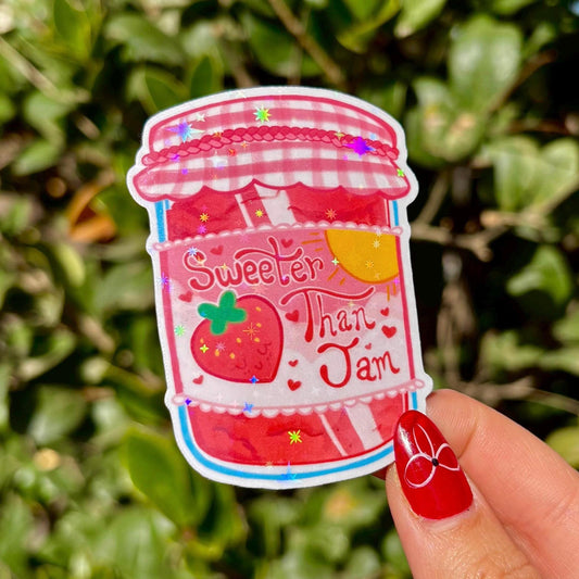 Jam Jar Sticker | “Sweeter Than Jam” | Holographic + Matte Options!
