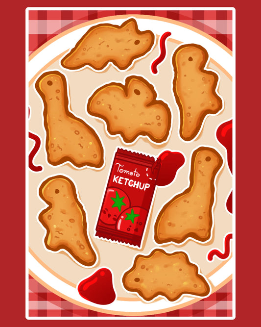 Dino Nugget Sticker Sheet | 4x6 Holographic Stickers