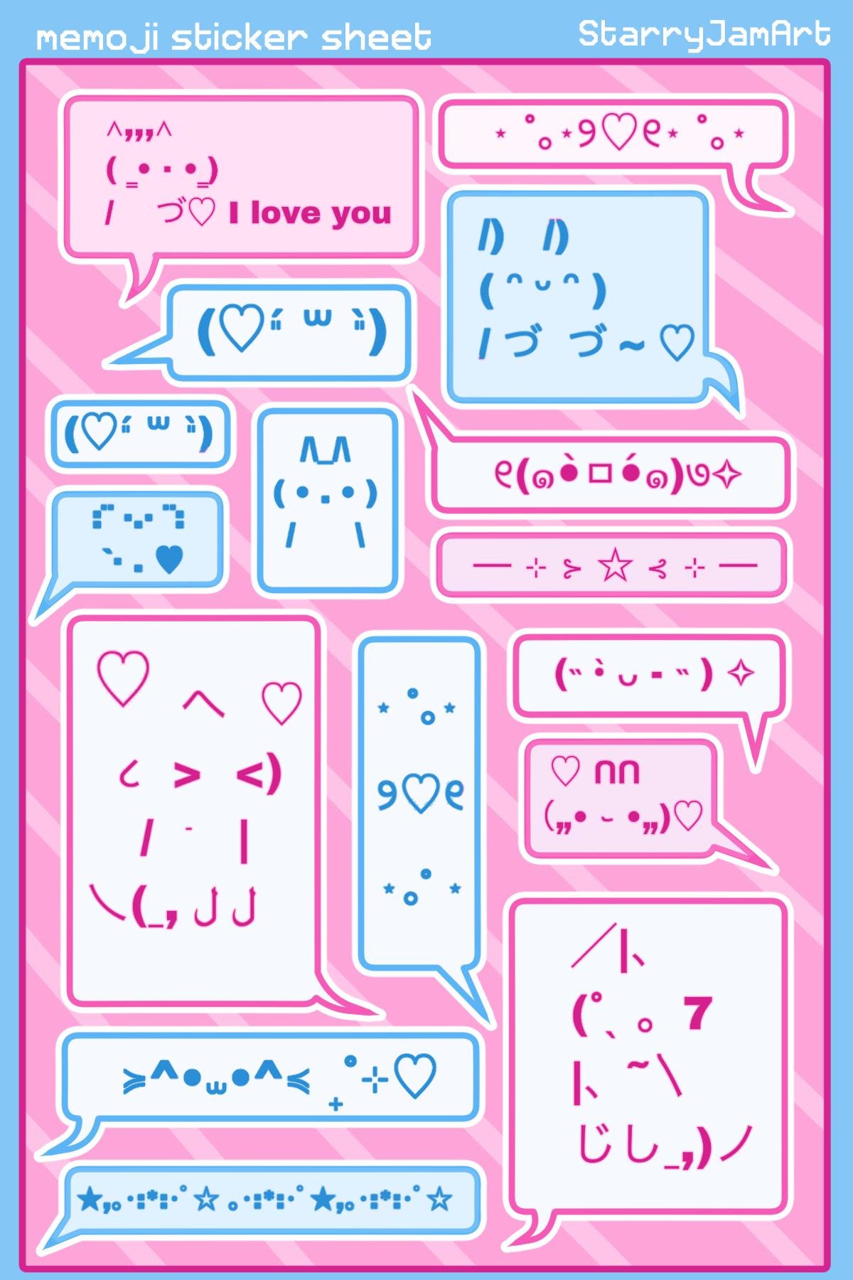 Kaomoji 4x6 Sticker Sheet