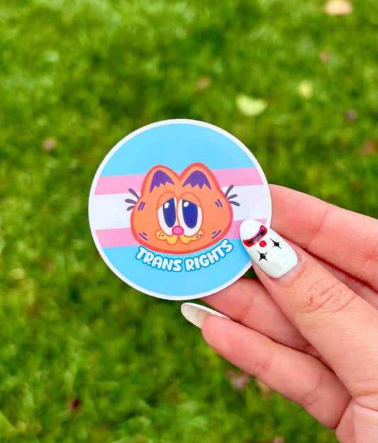Orange Cat Trans Rights Sticker | LGBTQ Pride