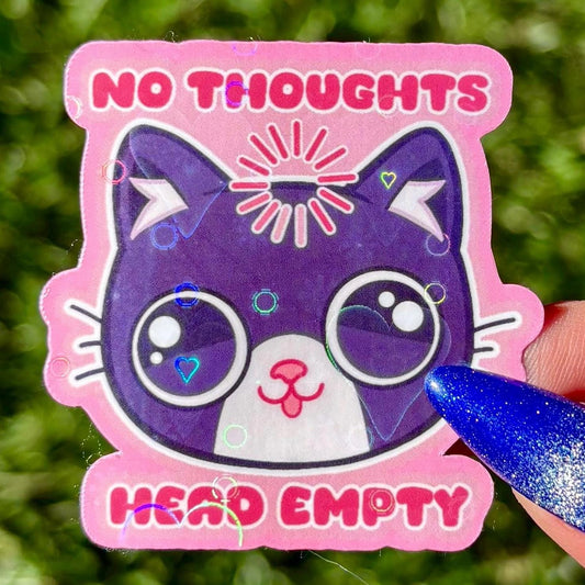 Meme “No Thoughts Head Empty” Cat Sticker
