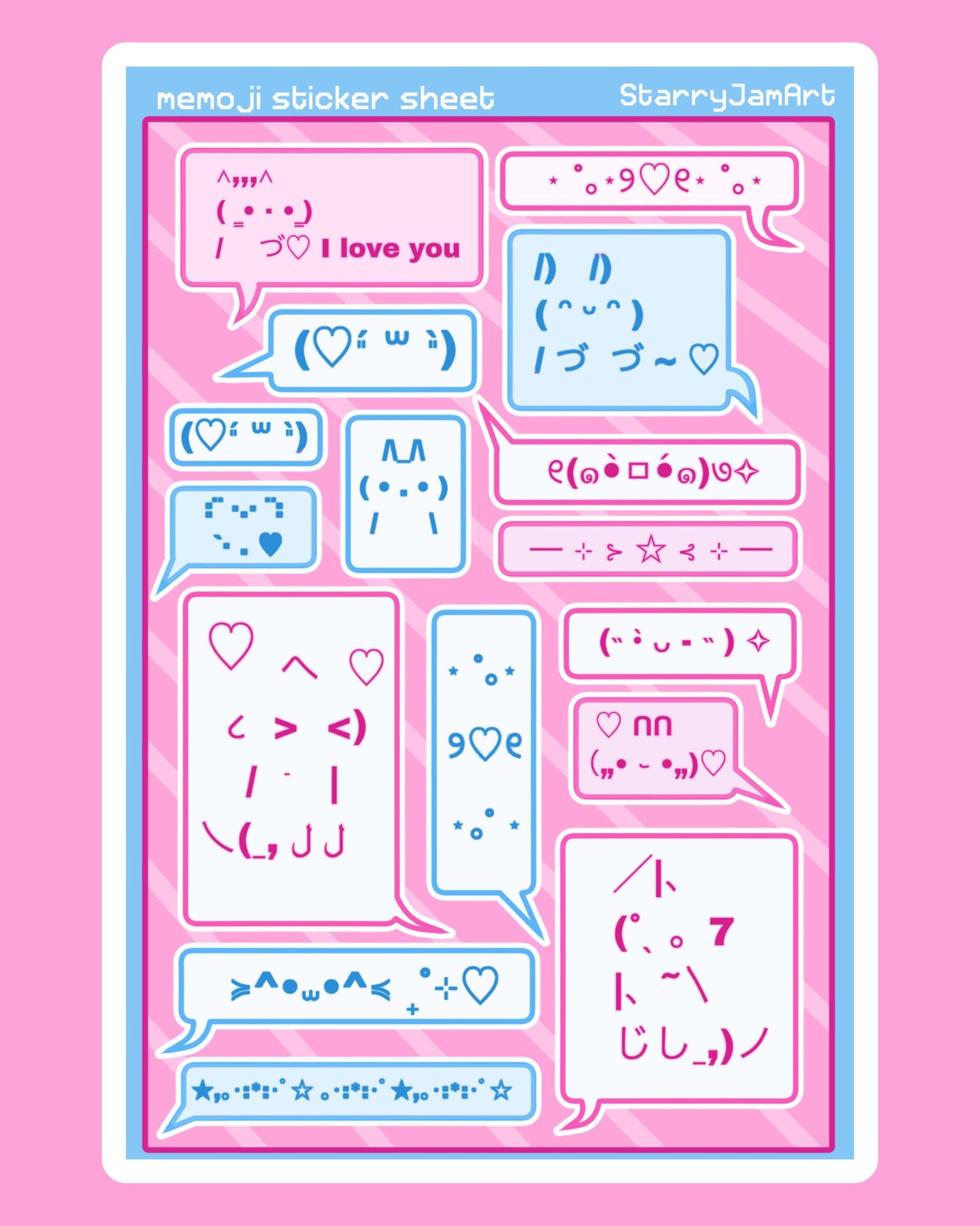 Kaomoji 4x6 Sticker Sheet