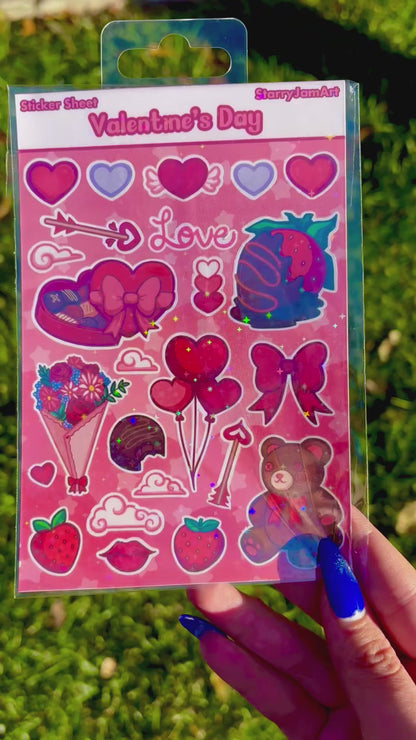 Valentine’s Day Sticker Sheet | Holographic 4x6 Stickers