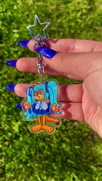 Garfield Hatsune Miku Acrylic Keychain