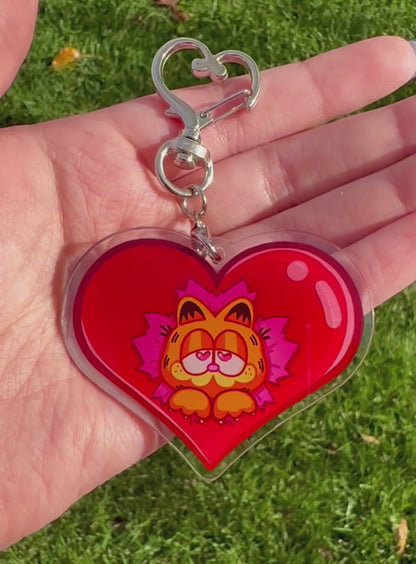 Acrylic Garfield Heart Keychain