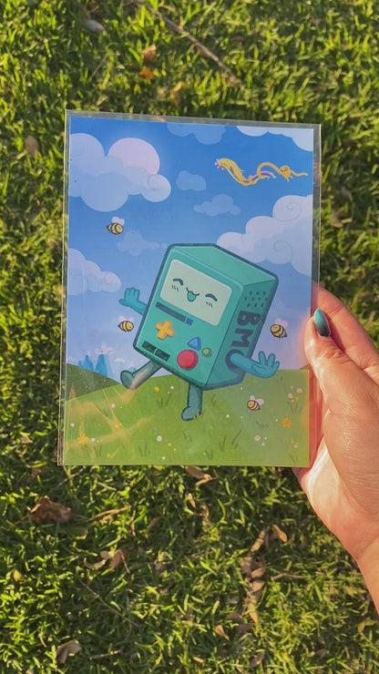 BMO Adventure Time Art Print | 5x 7 in | Holographic Cartoon Print