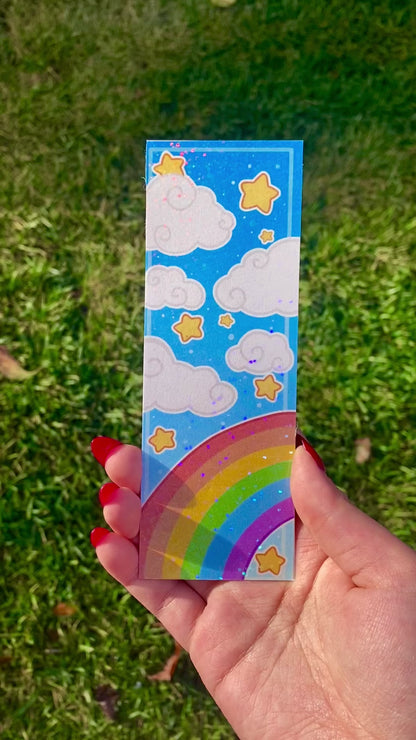 Rainbow Sky Bookmark | Holographic Starry Sky Scene Bookmark