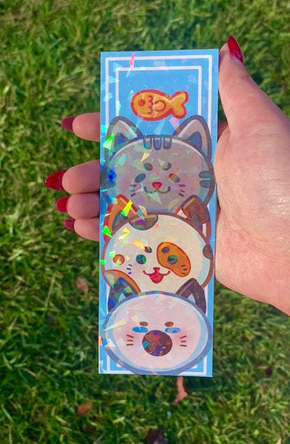 Cat Stack Holographic Bookmark