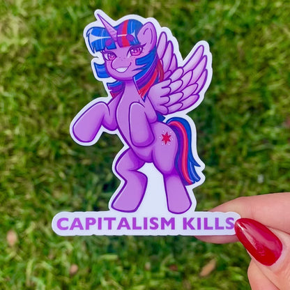 Twilight Sparkle “Capitalism Kills” Sticker| Holographic My Little pony Sticker